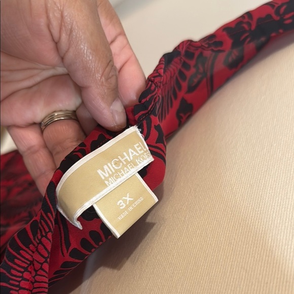 MICHAEL Michael Kors Red and Black Relaxed Smocked Blouse - Picture 3 of 3